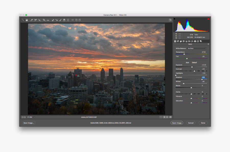 The Adobe Photoshop Interface Showing A Raw Image - Adobe Camera Raw, Transparent Clipart