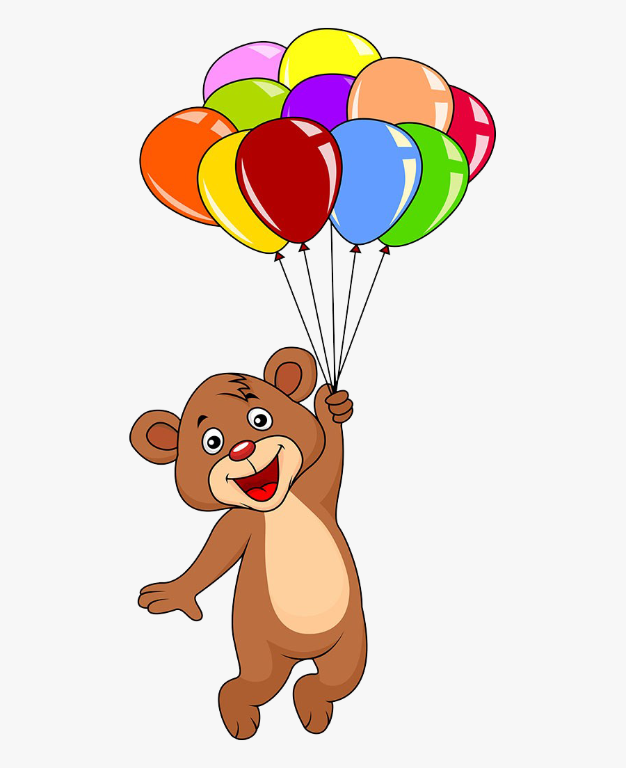 Graphic Free Download Bear With Balloons Clipart - Cartoon Bear With Balloons, Transparent Clipart