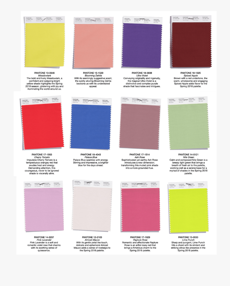 Clip Art Summer London Fashion Week - Summer 2018 Color Palette, Transparent Clipart