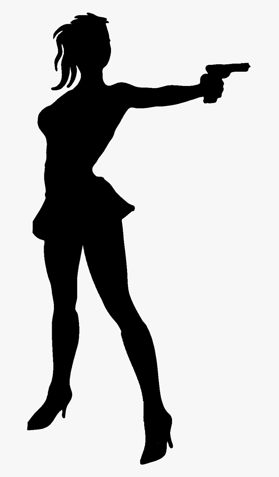 #woman #silhouette #pistol - Girl With Gun Silhouette Png, Transparent Clipart