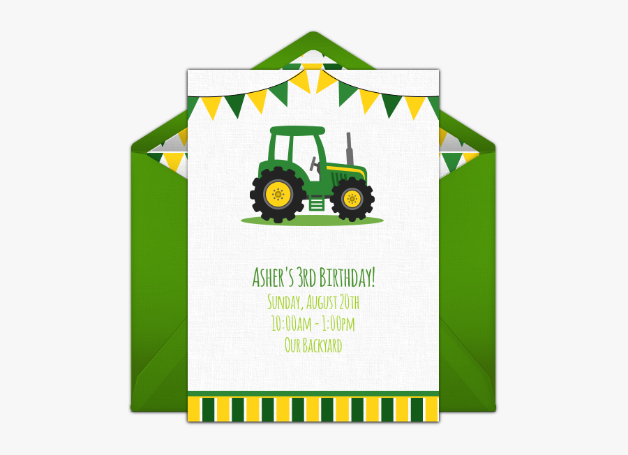 Tractor Party Invitations, Transparent Clipart