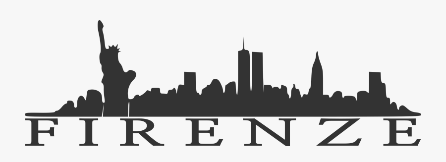 Manhattan Skyline Wall Decal Art Silhouette - New York Skyline Silhouette With Twin Towers, Transparent Clipart