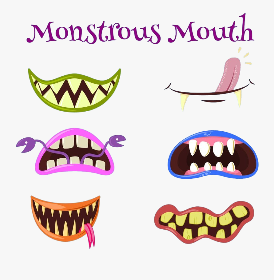 Transparent Smiling Mouth Png - Bocas Y Ojos De Monstruos, Transparent Clipart