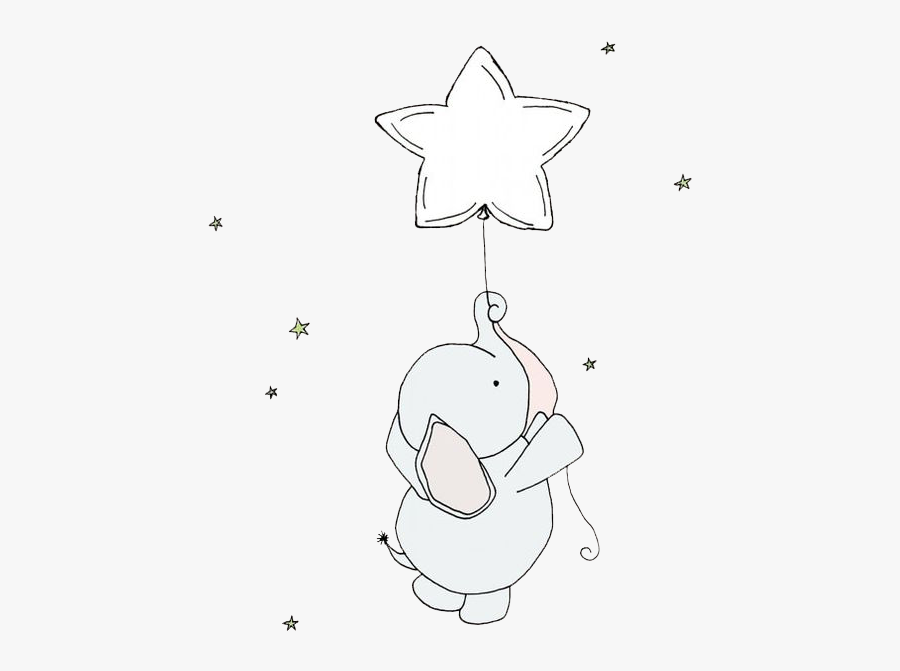 Elephant Illustration Paper Nursery Stars Child With - Elefante Balão De Estrela, Transparent Clipart