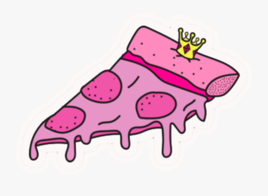 #kawaii #pink #pizza #pizzaslice #crown - Stickers Tumblr Pizza Png, Transparent Clipart