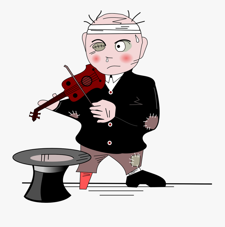 Violin, Musician, Play, Music, Poor, Begging, Asking - Clip Art Poor People, Transparent Clipart