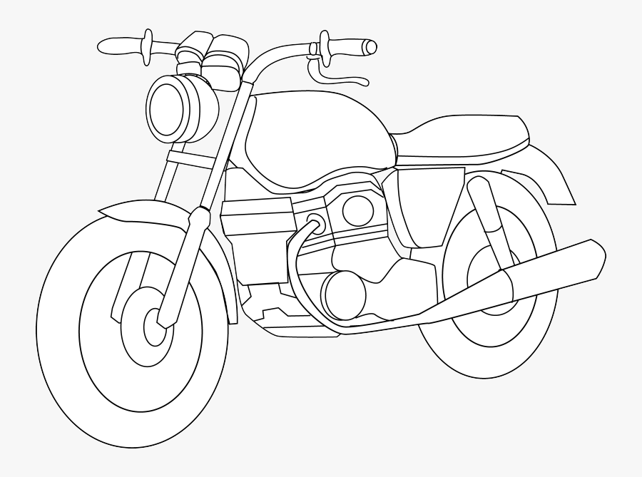Motorcycle Clipart Black And White Free - Outline Of Motor Bike, Transparent Clipart