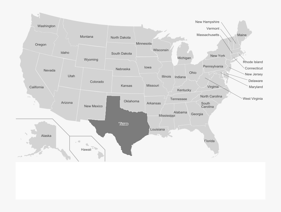 Png Map Of Texas - Map Of Usa Highlighting Texas, Transparent Clipart