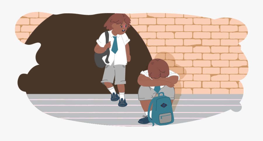 Two Kids In School Uniform, One Sitting Hugging His - Helping A Friend Png, Transparent Clipart