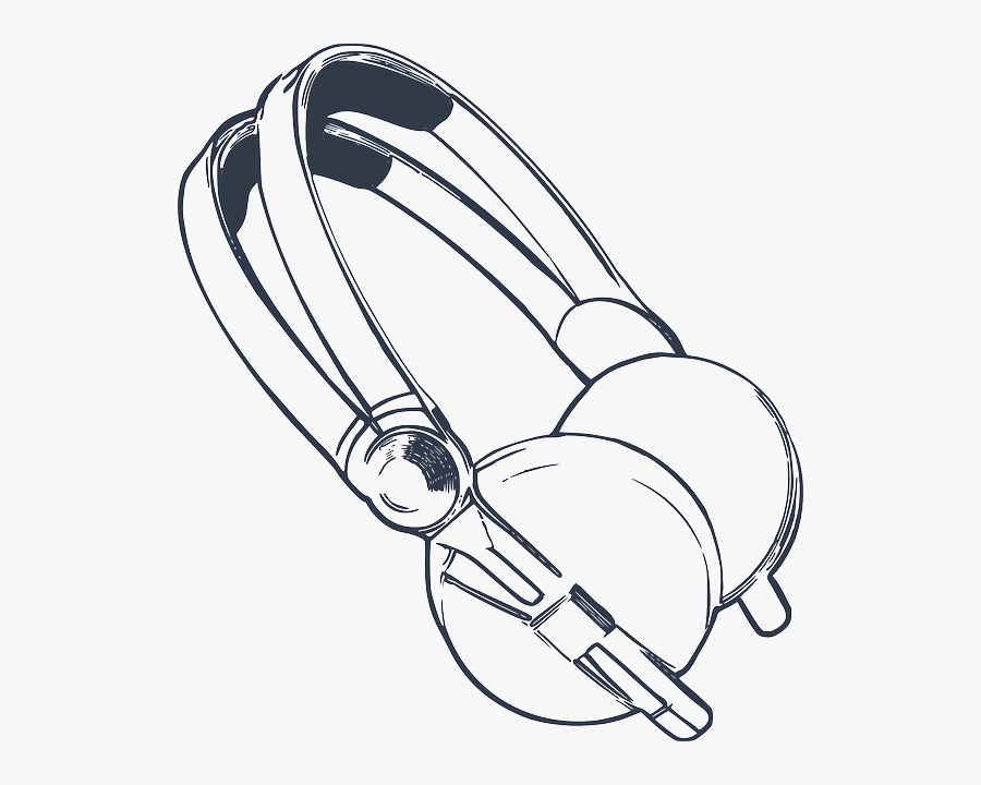 Head Phones Black And White, Transparent Clipart