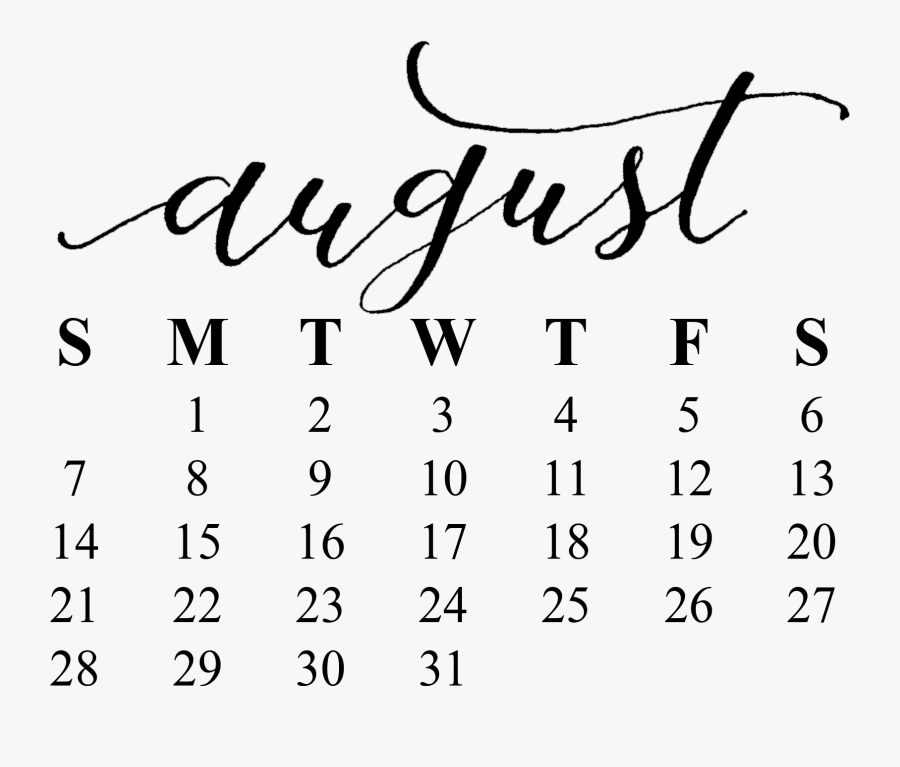 Clip Art Printable August 2016 Calendar - Transparent September Calendar 2019 Png, Transparent Clipart