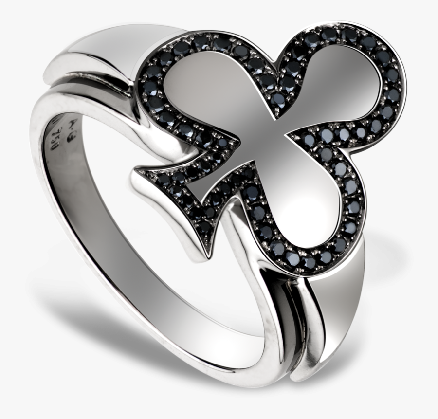 Clubs Ring In White Gold, Set In 58 Black Diamonds - Ring, Transparent Clipart