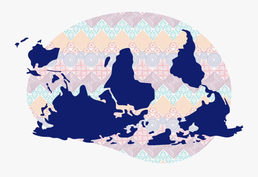 An Upside Down World Map With Patterns On The Back - Upside Down World Map Blank, Transparent Clipart