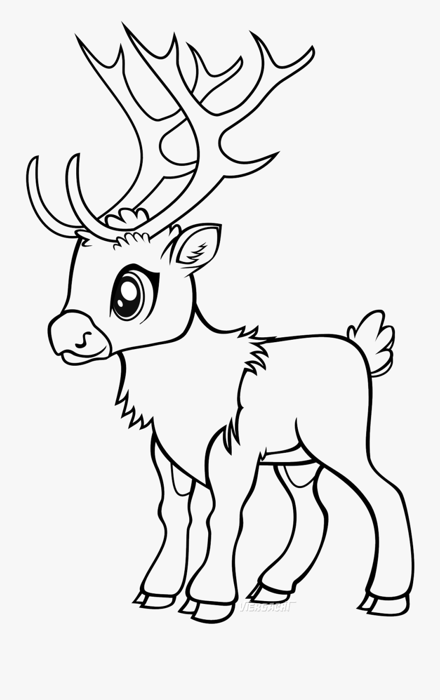 Rudolph Reindeer Lineart - Reindeer Line Art, Transparent Clipart