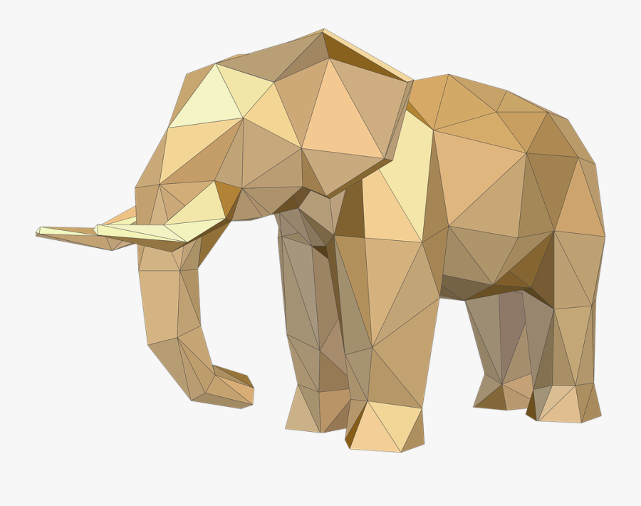 Elefante Low Poly, Transparent Clipart