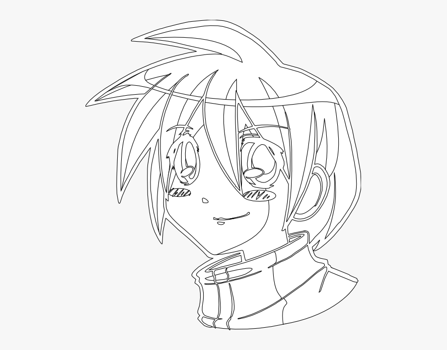 El Sato Manga Kid Head Black White Line Art 555px - Cartoon, Transparent Clipart