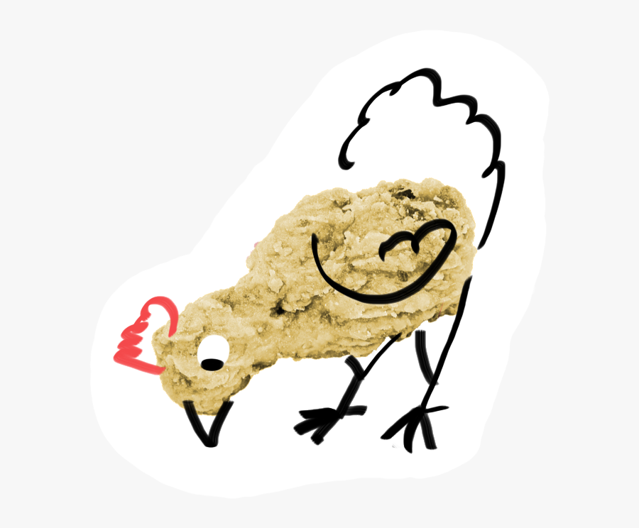 An Outline Of A Chicken Is Drawn Over A Picture Of - Illustration, Transparent Clipart