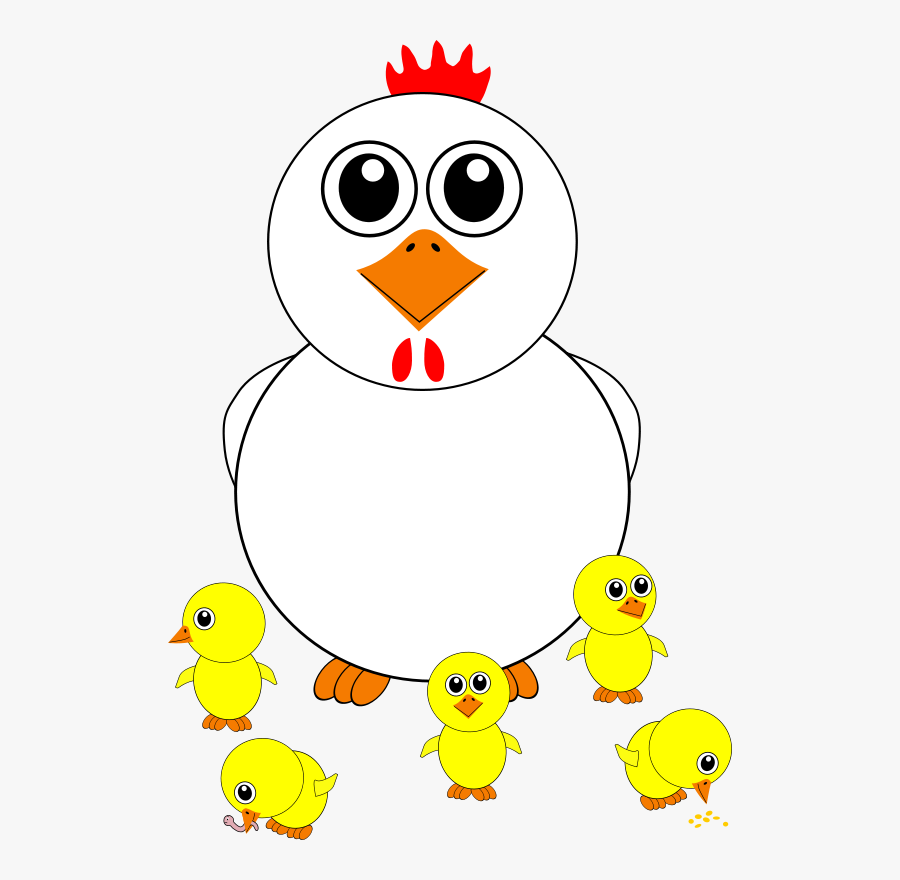 Funny Chicken And Chicks Cartoon - Pollitos Granja Png, Transparent Clipart