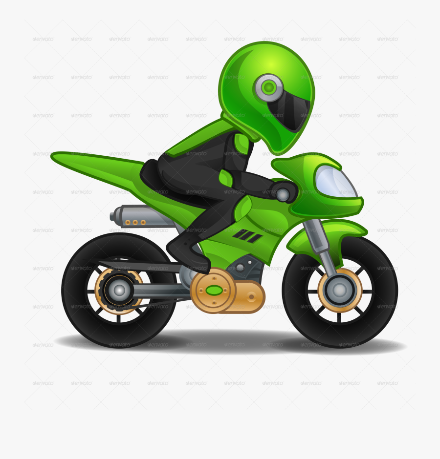Green Motorbike Clipart - Motor Bike Cartoon Png, Transparent Clipart