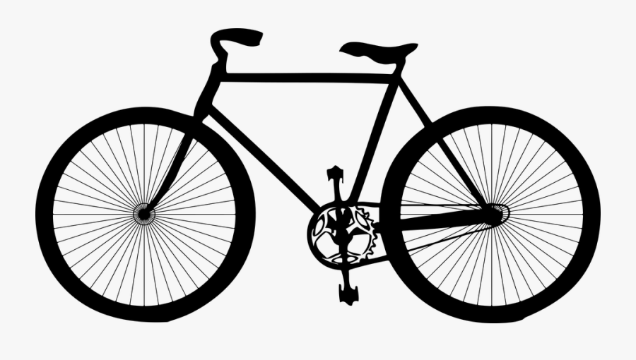 Bicycle, Bike, Black, Rider, Silhouette, Single - Bicycle Png Black And White, Transparent Clipart