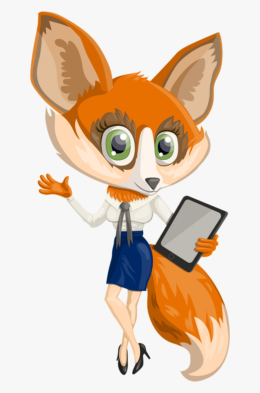 Fox Character Tablet Free Picture - Teacher Fox, Transparent Clipart