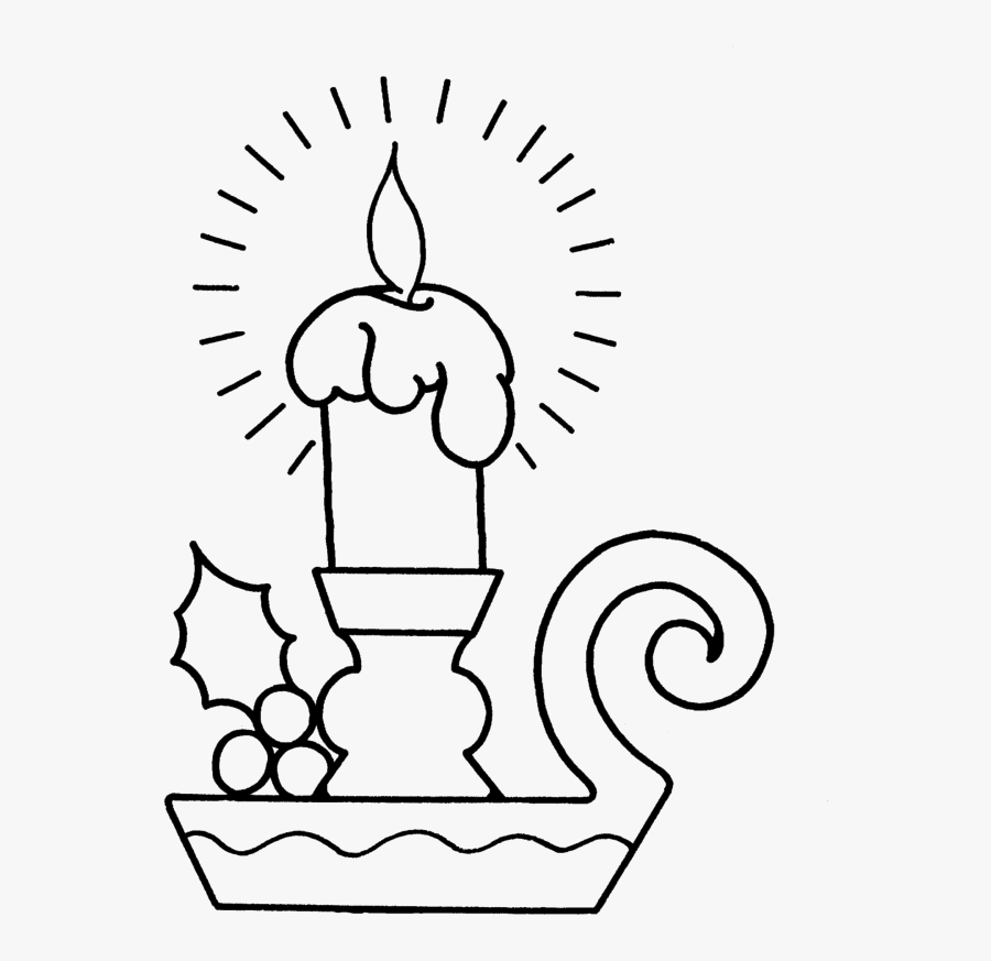 Drawing Candle Cute - Simple Christmas Colouring Pages, Transparent Clipart