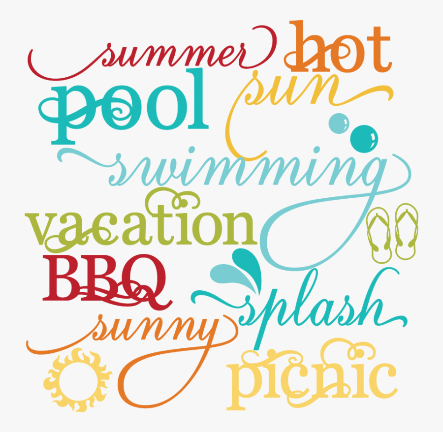 Summer Words Set Svg Scrapbook Title Summer Svg Files - Summer Words, Transparent Clipart