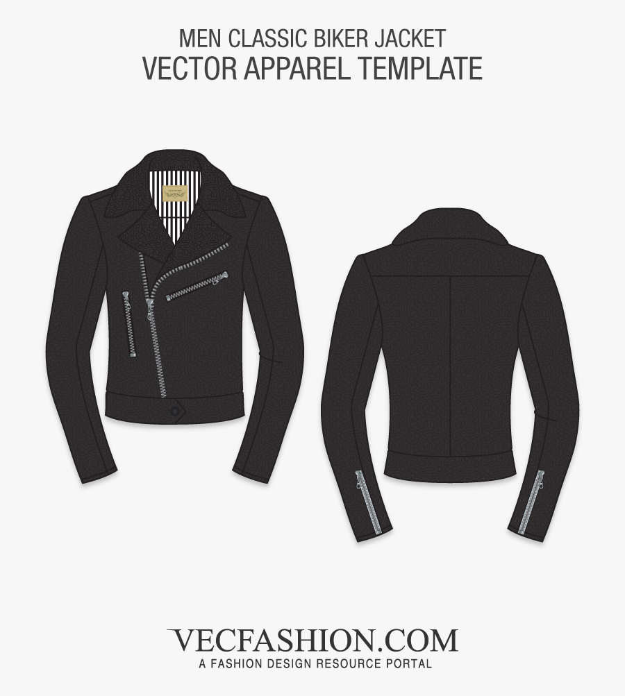Clip Art Classic Biker Jacket Template - Polo Shirt Template Women, Transparent Clipart