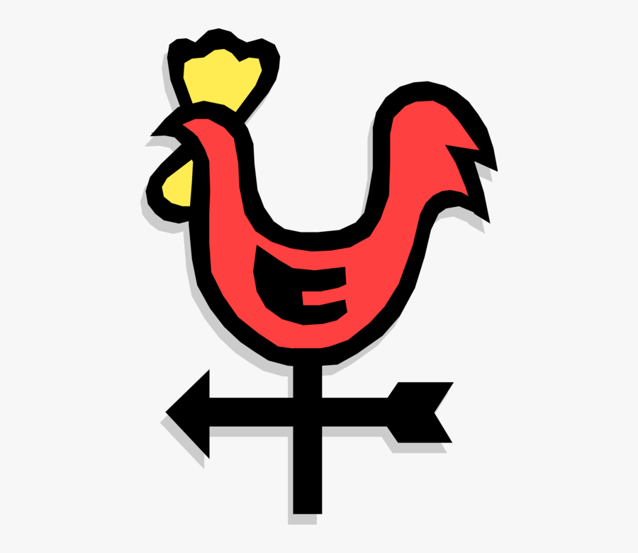 Vector Wind Direction - Red Rooster With Direction, Transparent Clipart