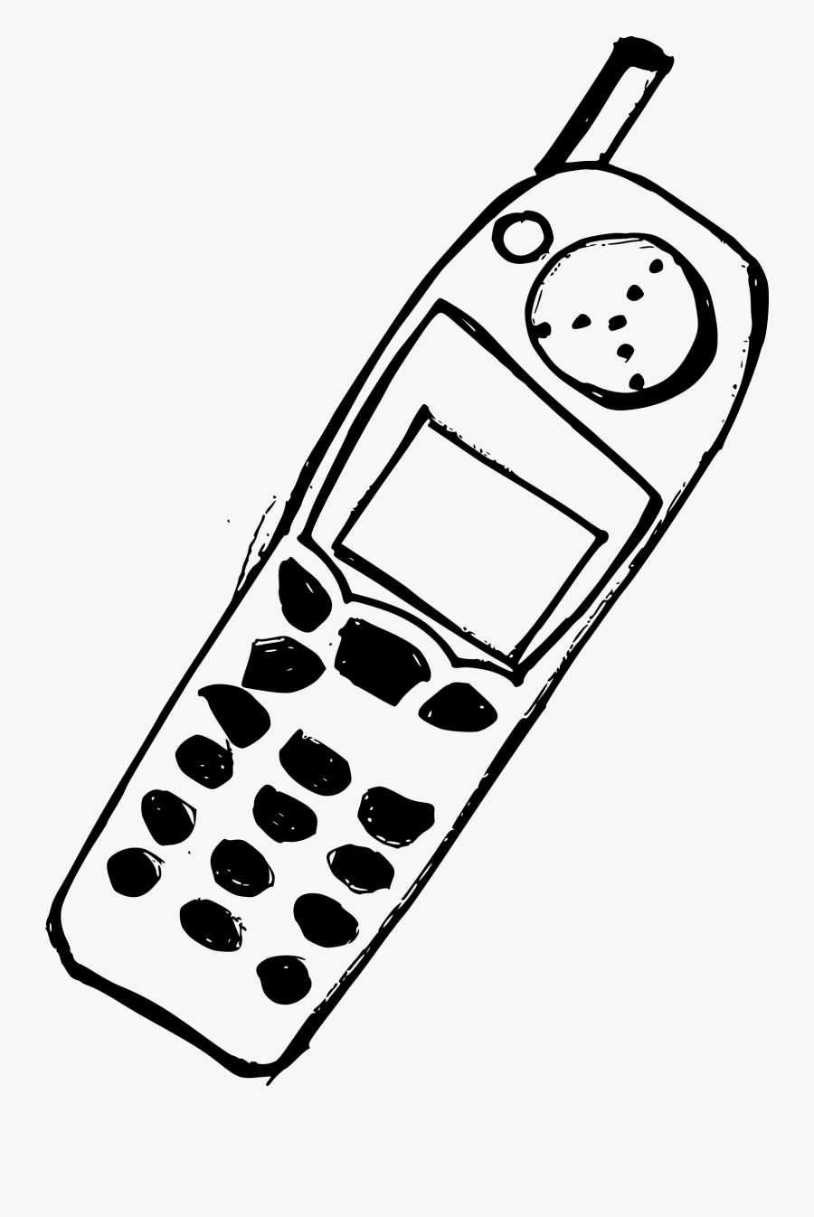 Mobile Phone Line Drawing, Transparent Clipart