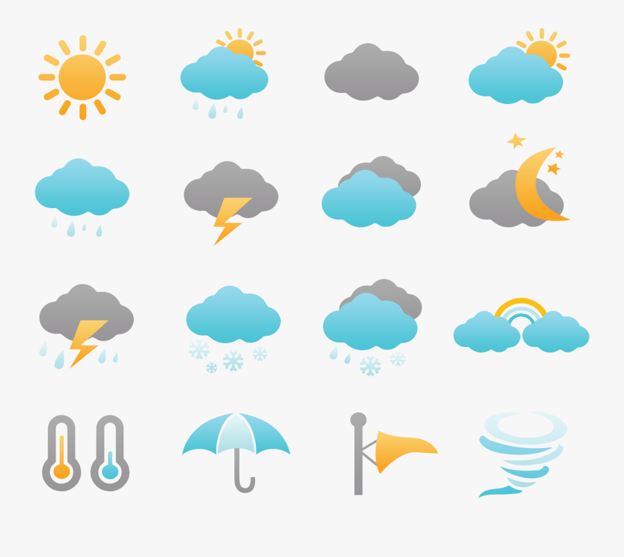 Weather Icons Set Free Clipart , Png Download - Png Icon Weather Free, Transparent Clipart