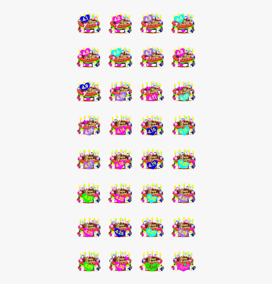April Birthday Cake Sticker-001, Transparent Clipart