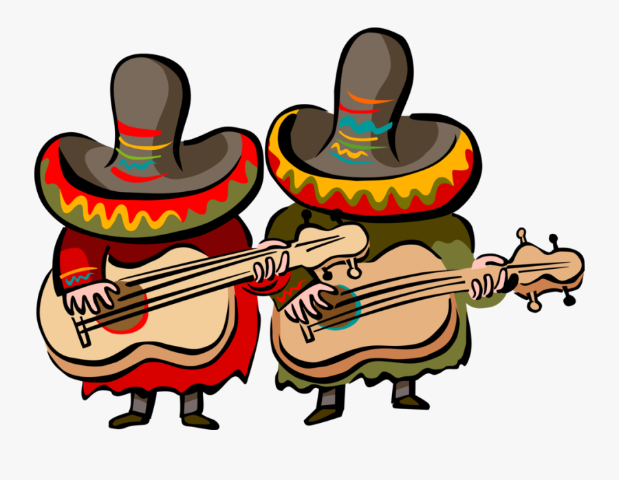 Vector Illustration Of Mexican Musicians With Sombreros - Mexican Clipart Transparent, Transparent Clipart