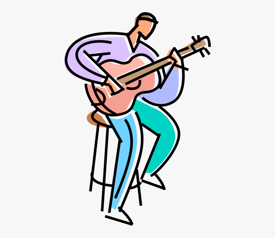 Vector Illustration Of Classical Guitarist Musician - Illustration, Transparent Clipart