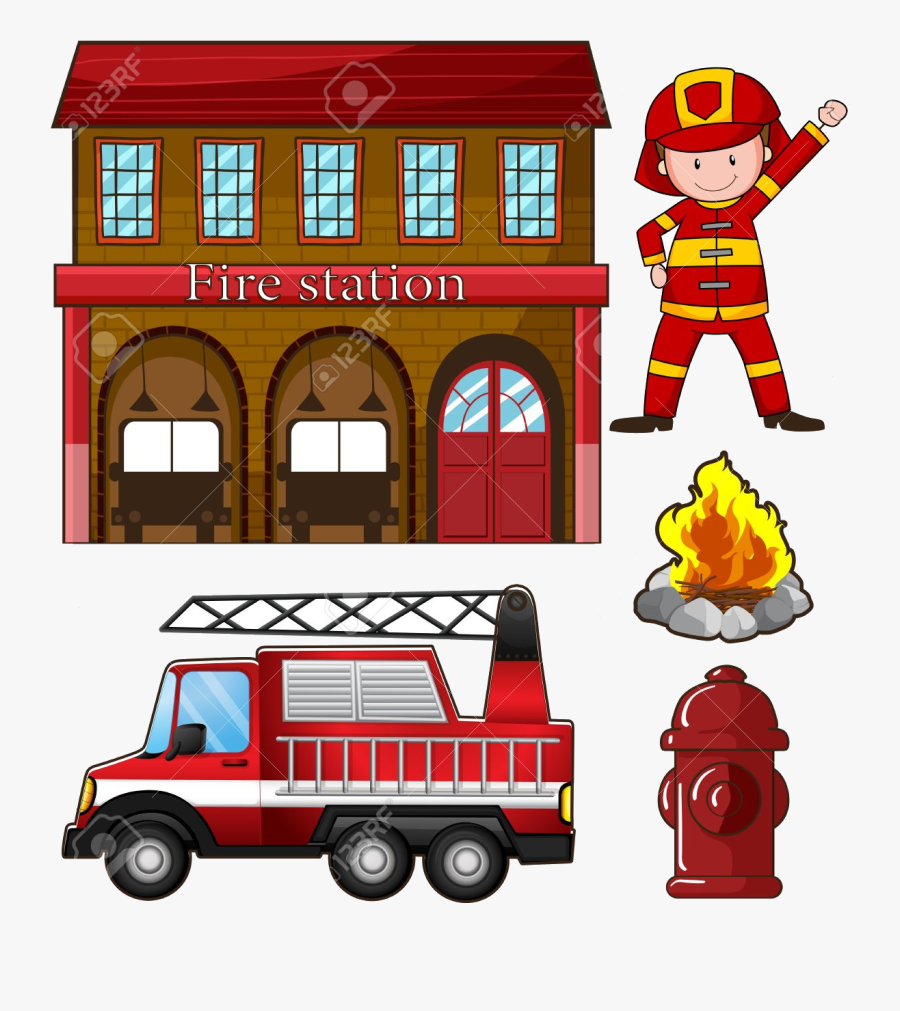 Fire Station Fireman And Transparent Png - Fire Station Clipart, Transparent Clipart