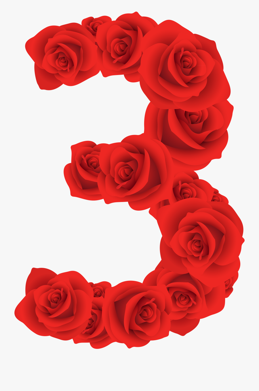 3 Clipart Rose - Number 3 In Roses, Transparent Clipart