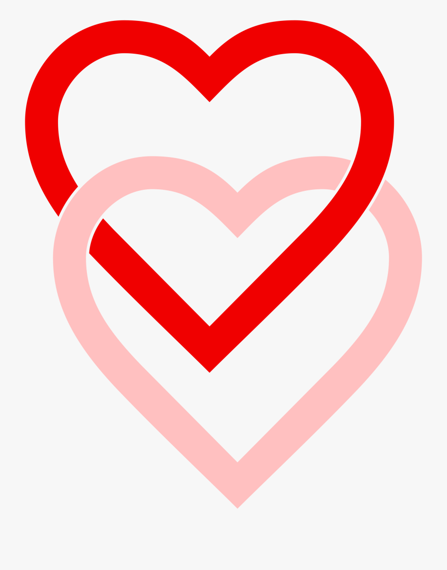 Red Clipart Two Heart - Love Hearts, Transparent Clipart