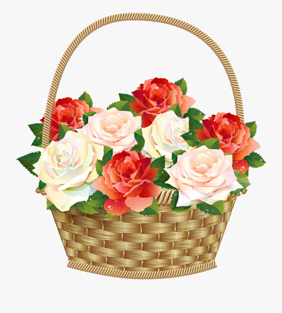 Roses In Png Clipart - Basket Of Roses Clipart, Transparent Clipart