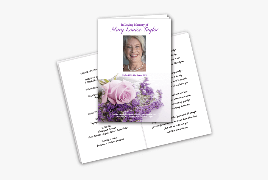 Clip Art Free Editable Funeral Program Template - Floribunda, Transparent Clipart