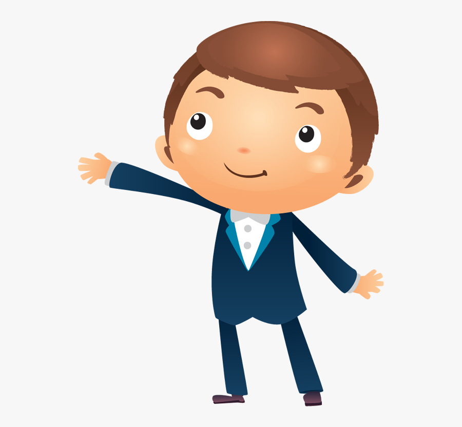 Cartoon Businessman With Hand Present - Cartoon Thinking Person Png, Transparent Clipart