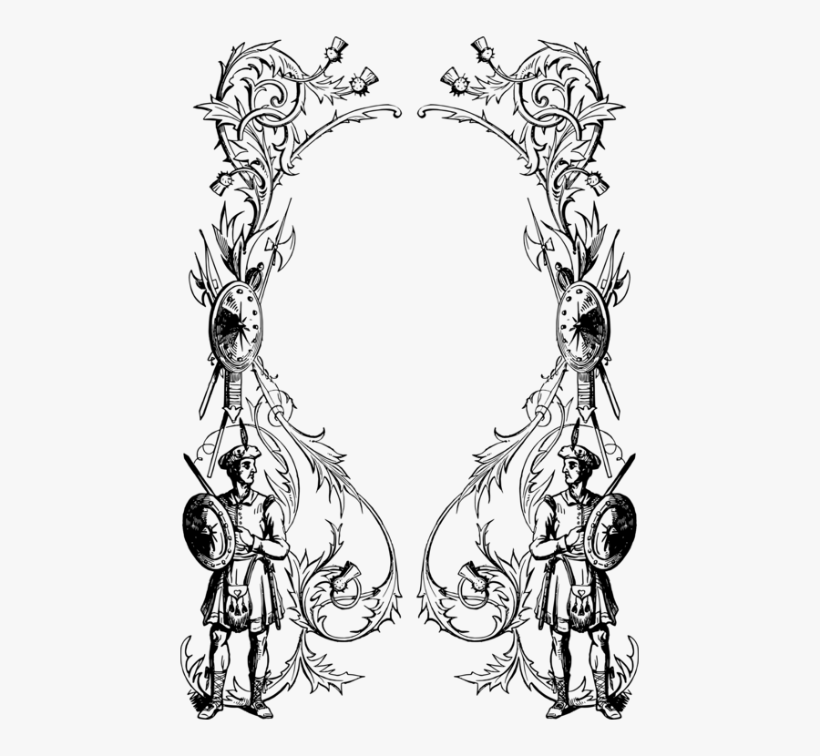 Art,symmetry,monochrome Photography - Scottish Clip Art Black And White Free, Transparent Clipart
