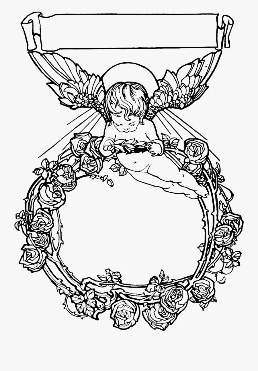 I Have Included Several Black Versions Of This Design - Drawing Angel Cherub, Transparent Clipart