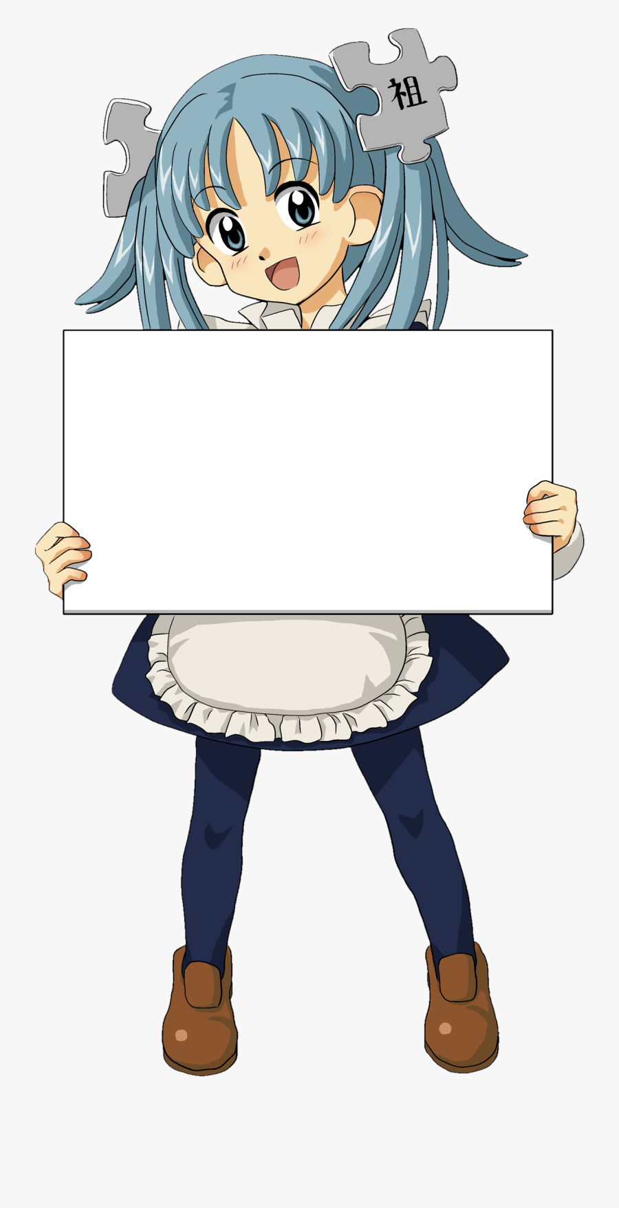 Wikipe-tan Holding Sign - Anime Girl Holding Sign, Transparent Clipart