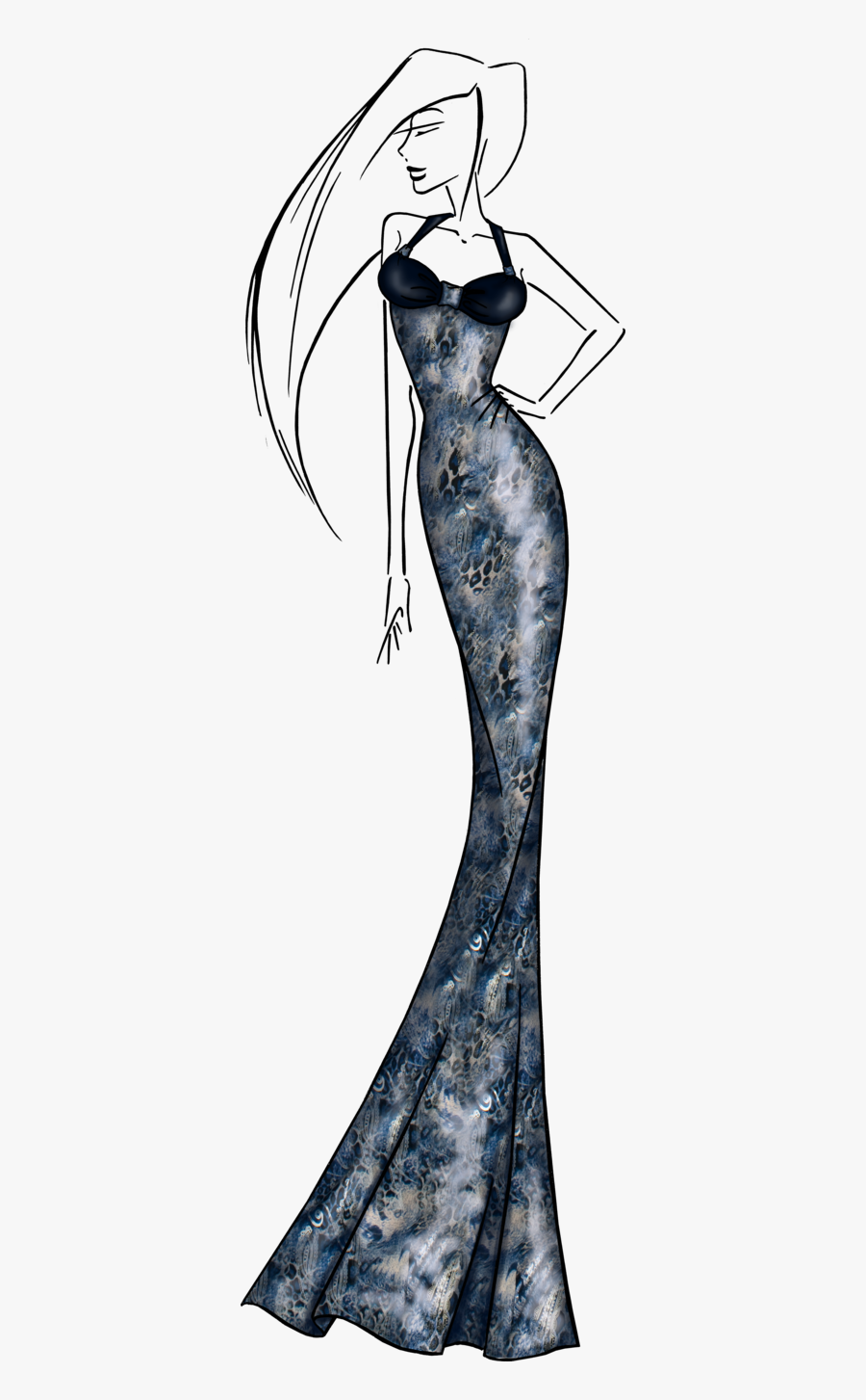 Dress Silhouettes - Model Dress Silhouette Png, Transparent Clipart