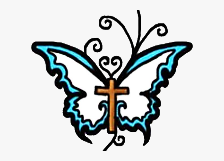 Bible Study Group Clipart - Butterfly With Cross Tattoo, Transparent Clipart