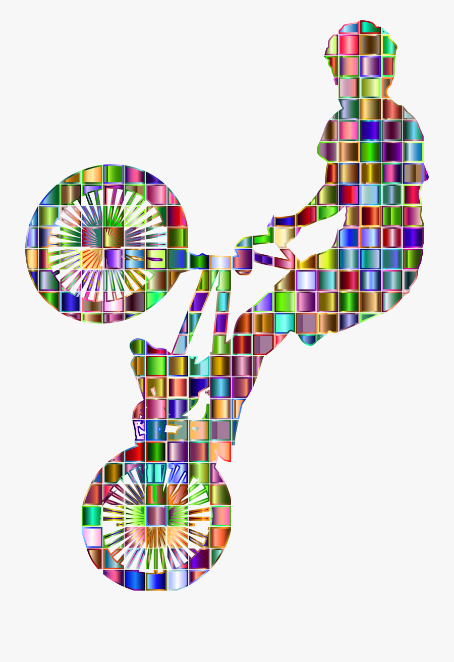 Chromatic Mosaic Bmx Silhouette Clip Arts - Png Abstract Sport, Transparent Clipart