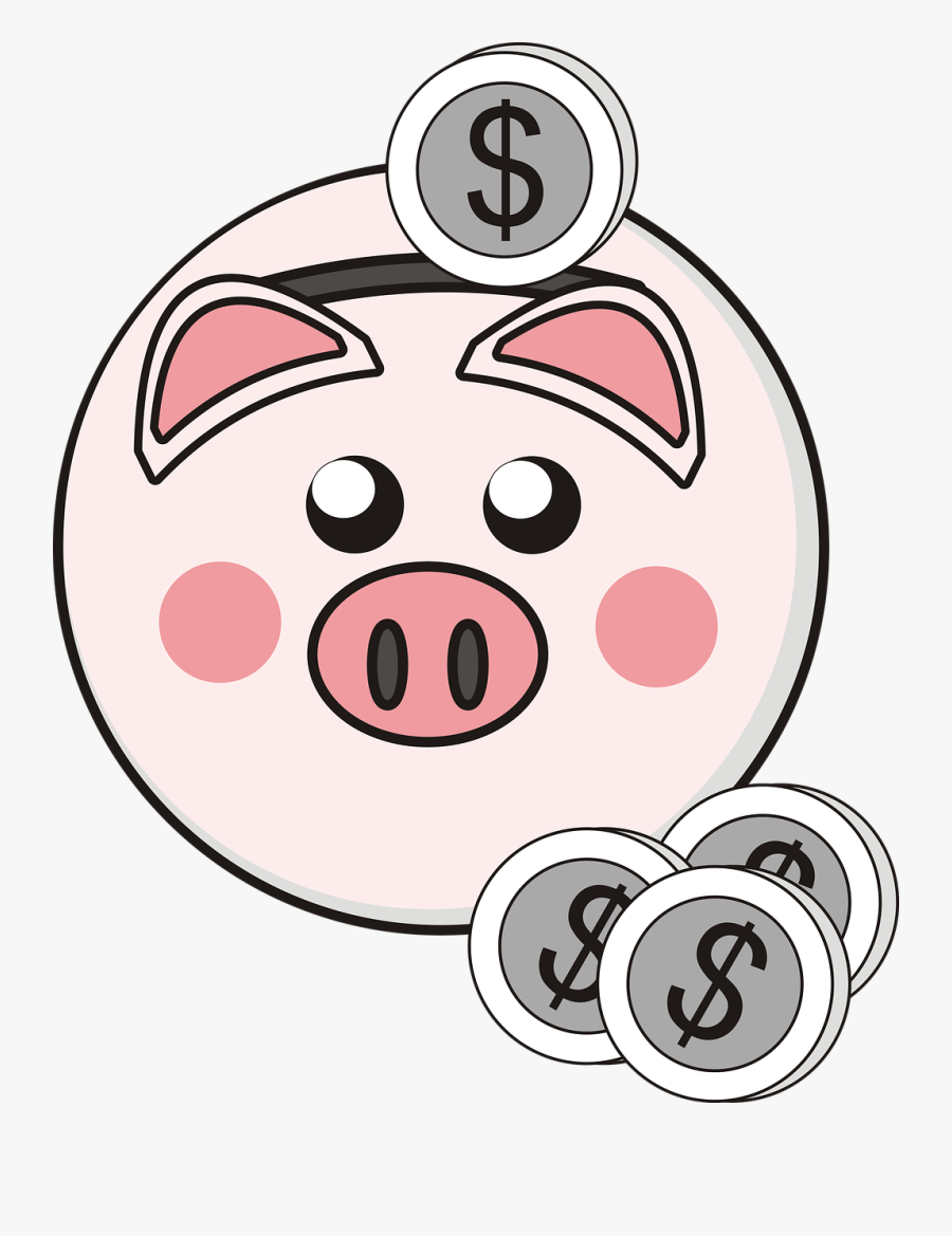 Piggy Bank With Dollar Coin Clipart - Alcancias De Puerquito Dibujo, Transparent Clipart