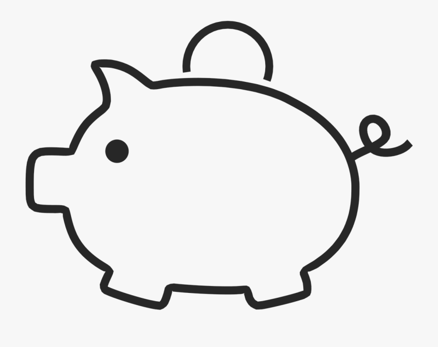 Clip Art Piggy Bank Clipart Black And White - Black And White Piggy Bank, Transparent Clipart