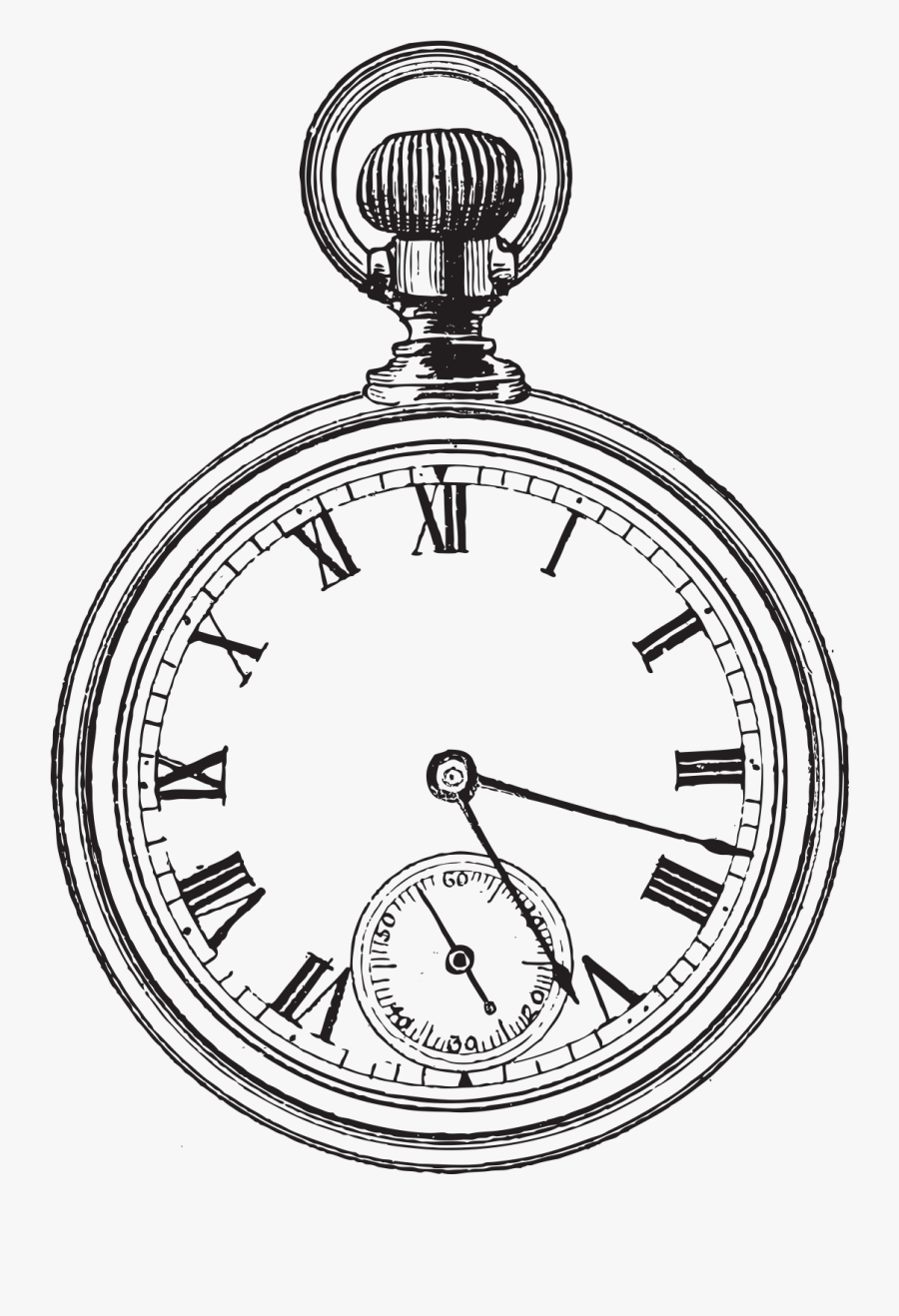 Transparent Watch Clipart - Simple Pocket Watch Drawing, Transparent Clipart