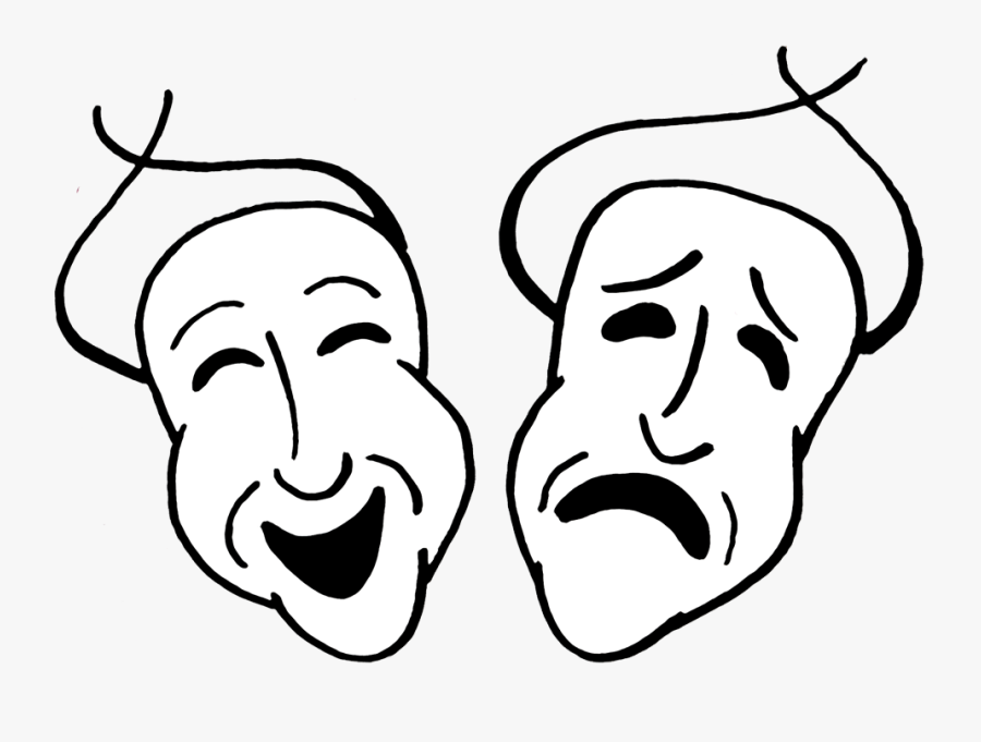 Free On Dumielauxepices Net - Comedy & Tragedy Masks Line Art, Transparent Clipart